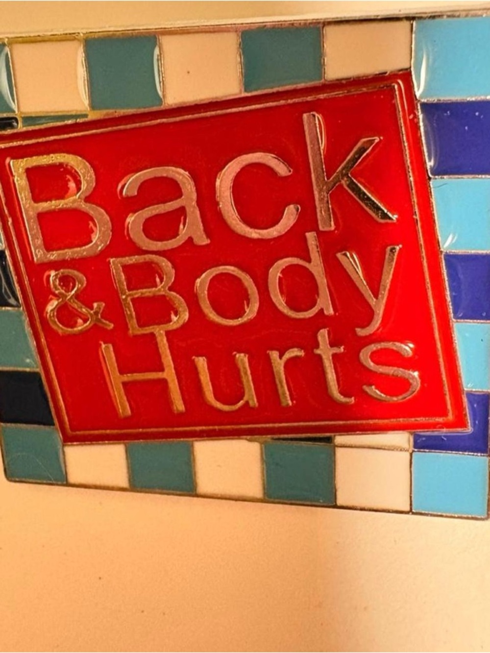Back & Body Hurts Red Enamel Statement Brooch